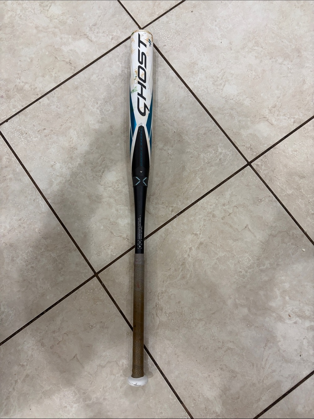 Easton White and Teal Youth Baseball Bat